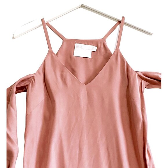 ASOS silk satin cold shoulder midi dress in rose pink, Size 0 - Picture 5 of 12